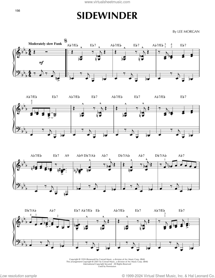 Sidewinder (arr. Brent Edstrom) [Jazz version] sheet music for piano solo by Lee Morgan and Brent Edstrom, intermediate skill level