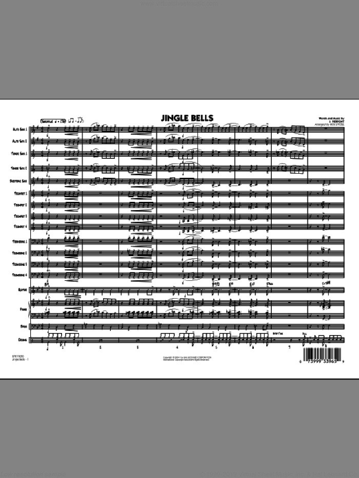 Jingle Bells, complete collection (COMPLETE) sheet music for jazz band by James Pierpont and Rick Stitzel, intermediate skill level
