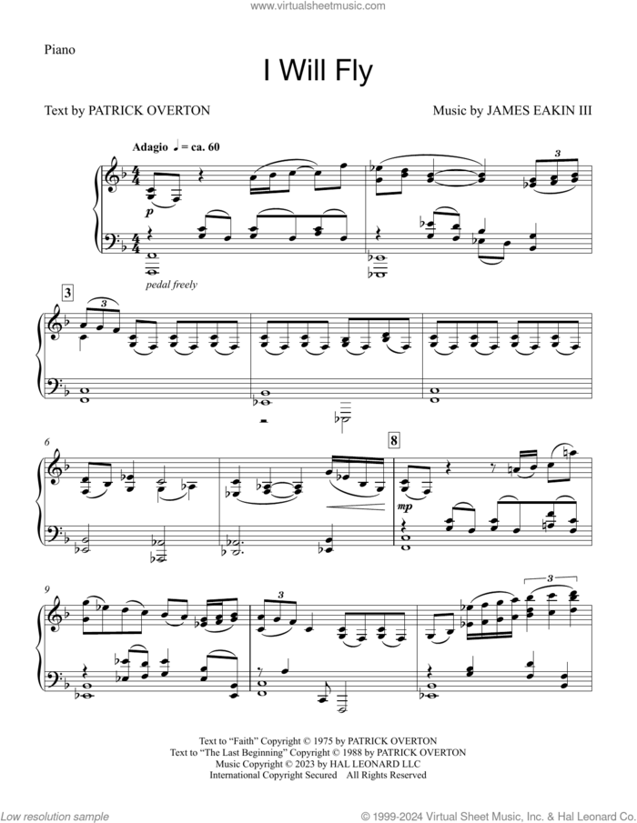I Will Fly sheet music for orchestra/band (piano, satb) by James Eakin III and Patrick Overton, intermediate skill level