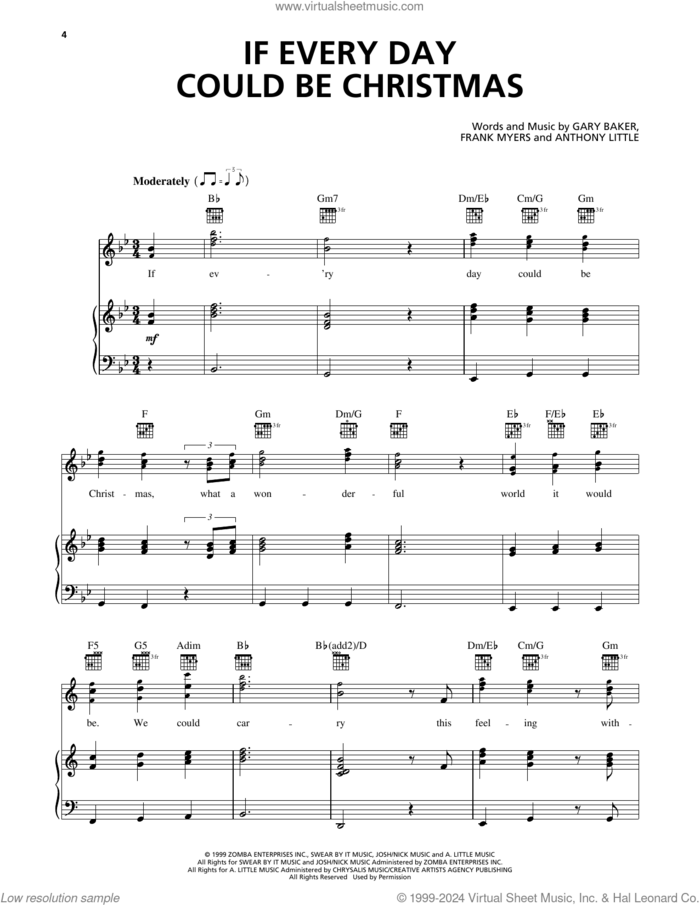 If Every Day Could Be Christmas sheet music for voice, piano or guitar by 98º, Anthony Little, Frank Myers and Gary Baker, intermediate skill level