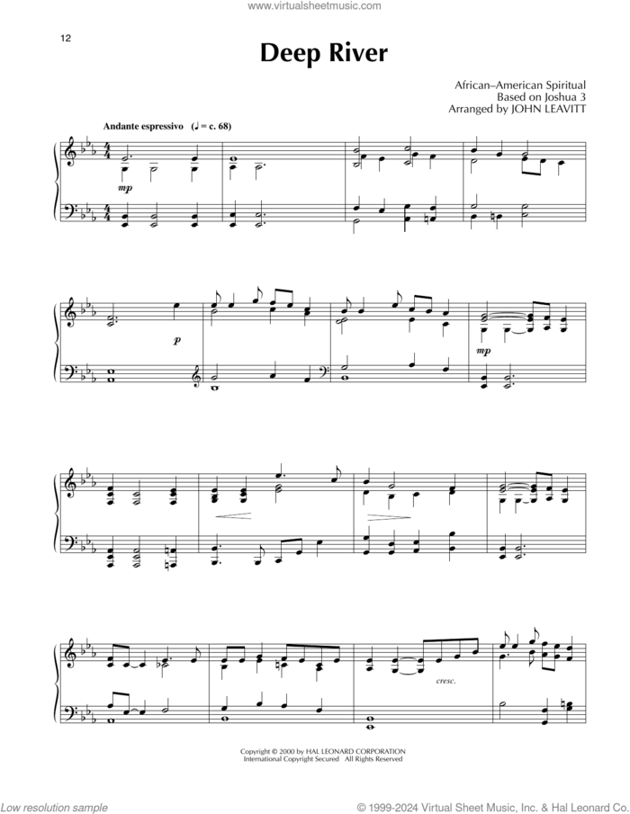 Deep River (arr. John Leavitt) sheet music for piano solo  and John Leavitt, intermediate skill level