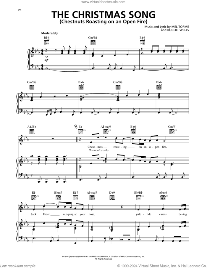 The Christmas Song (Chestnuts Roasting On An Open Fire) sheet music for voice, piano or guitar by 98º, Mel Torme and Robert Wells, intermediate skill level