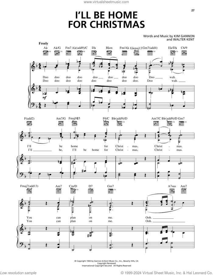 I'll Be Home For Christmas sheet music for voice, piano or guitar by 98º, Kim Gannon and Walter Kent, intermediate skill level