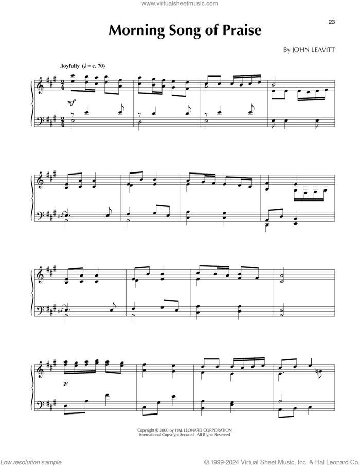 Morning Song Of Praise sheet music for piano solo by John Leavitt, intermediate skill level