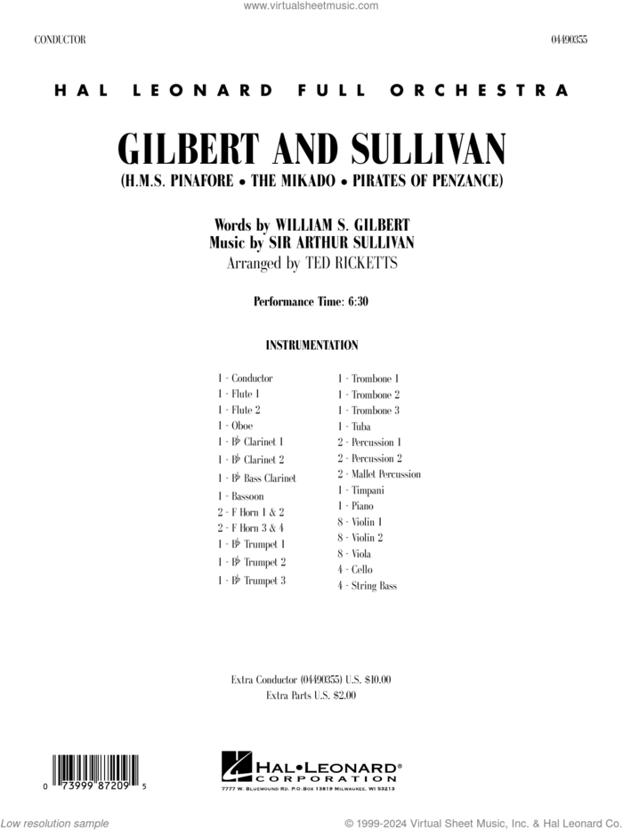 Gilbert And Sullivan (arr. Ted Ricketts) (COMPLETE) sheet music for full orchestra by Gilbert & Sullivan and Ted Ricketts, intermediate skill level