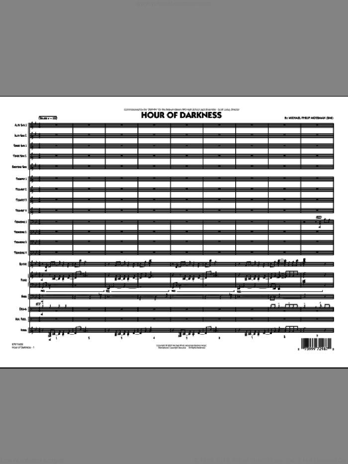 Hour Of Darkness (COMPLETE) sheet music for jazz band by Michael Philip Mossman, intermediate skill level