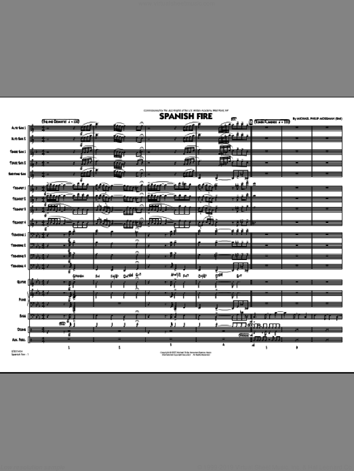 Spanish Fire (COMPLETE) sheet music for jazz band by Michael Philip Mossman, intermediate skill level