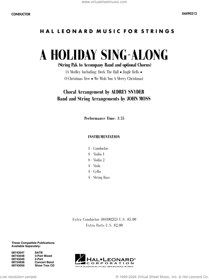 A Holiday Sing-Along (COMPLETE) sheet music for orchestra by Audrey Snyder and John Moss, intermediate skill level