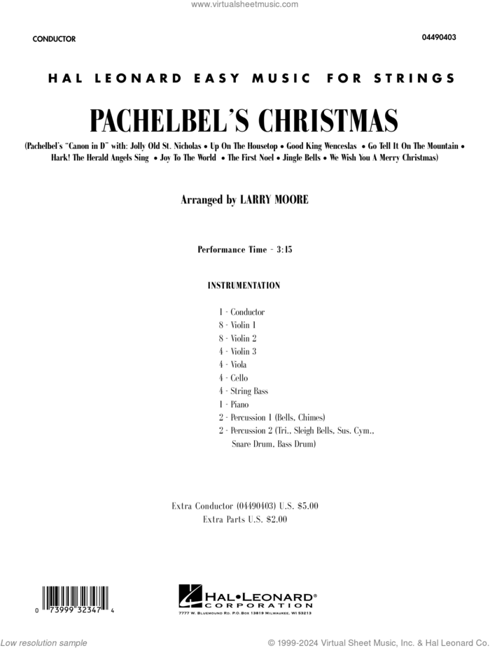 Pachelbel's Christmas (COMPLETE) sheet music for orchestra by Larry Moore and Johann Pachelbel, intermediate skill level