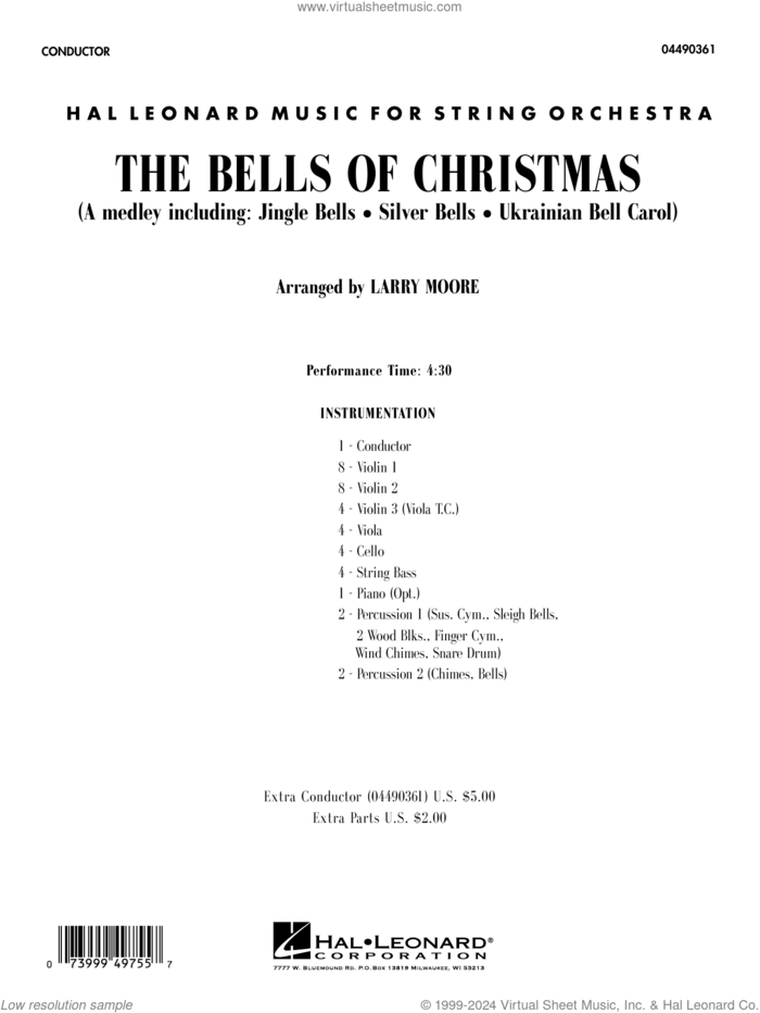 The Bells Of Christmas (COMPLETE) sheet music for orchestra by Larry Moore, intermediate skill level