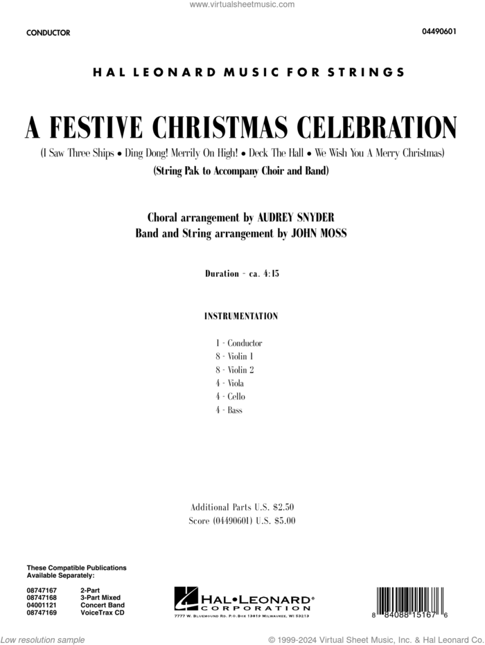 A Festive Christmas Celebration (COMPLETE) sheet music for orchestra by Audrey Snyder and John Moss, intermediate skill level