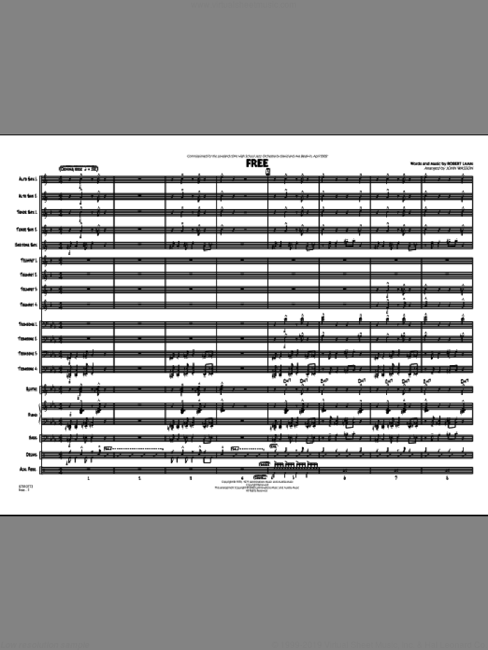 Free (COMPLETE) sheet music for jazz band by John Wasson, Robert Lamm and Chicago, intermediate skill level