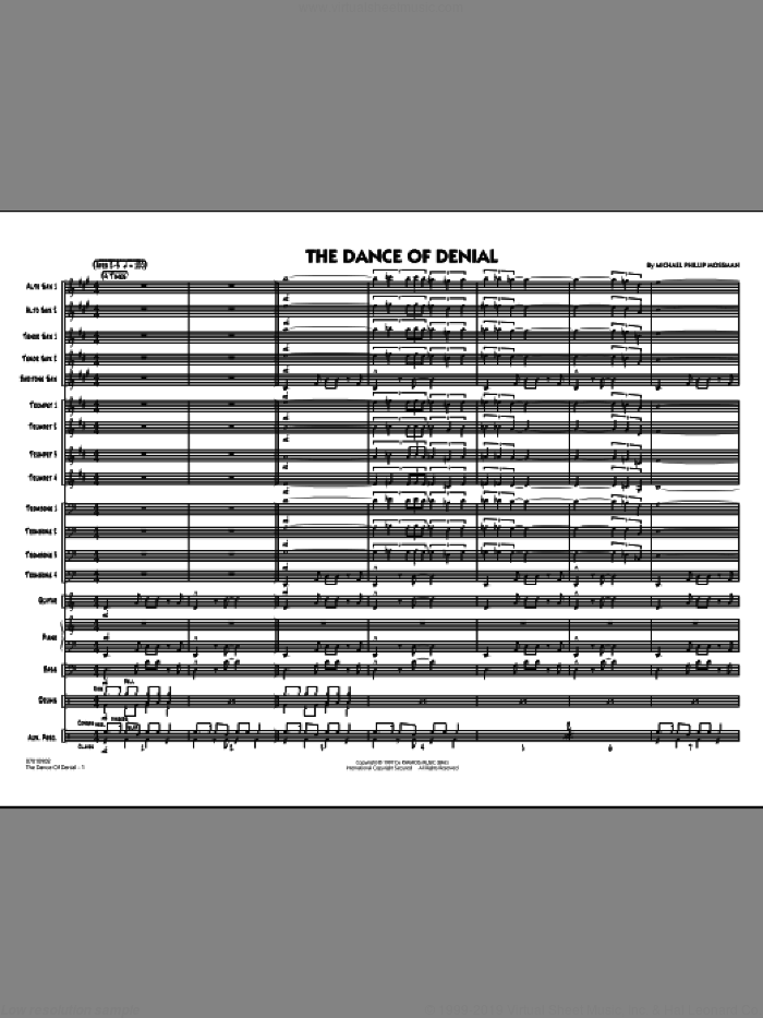 The Dance Of Denial (COMPLETE) sheet music for jazz band by Michael Philip Mossman, intermediate skill level