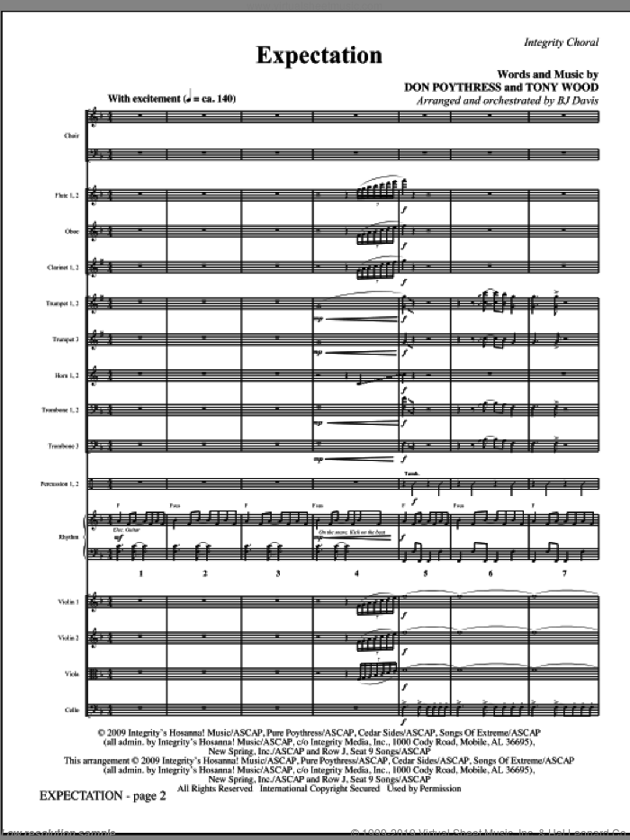 Expectation (COMPLETE) sheet music for orchestra/band (Orchestra) by Tony Wood, BJ Davis and Don Poythress, intermediate skill level