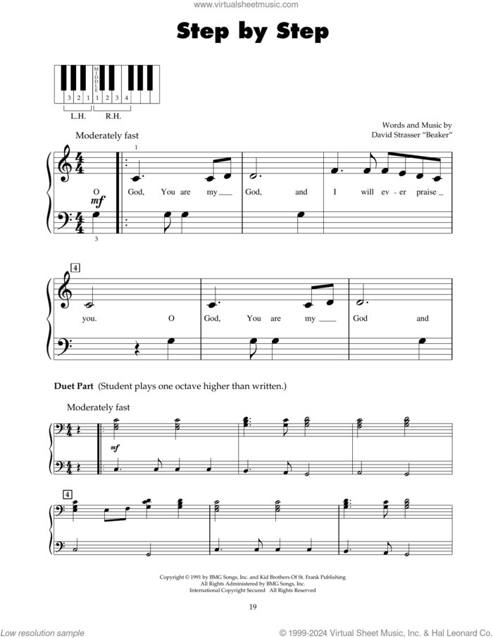 Step By Step sheet music for piano solo (5-fingers) by Rich Mullins and David Strasser Beaker, beginner piano (5-fingers)