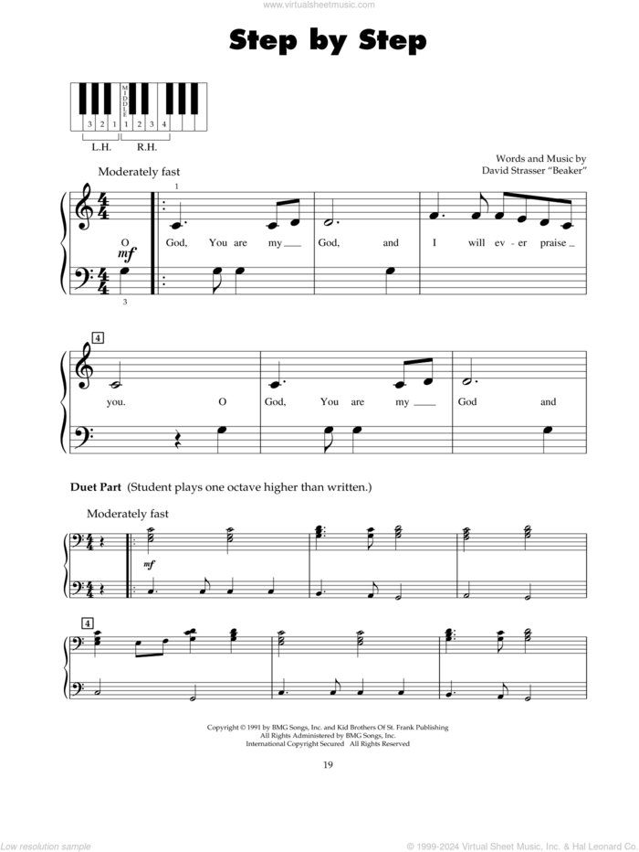 Step By Step sheet music for piano solo (5-fingers) by Rich Mullins and David Strasser Beaker, beginner piano (5-fingers)