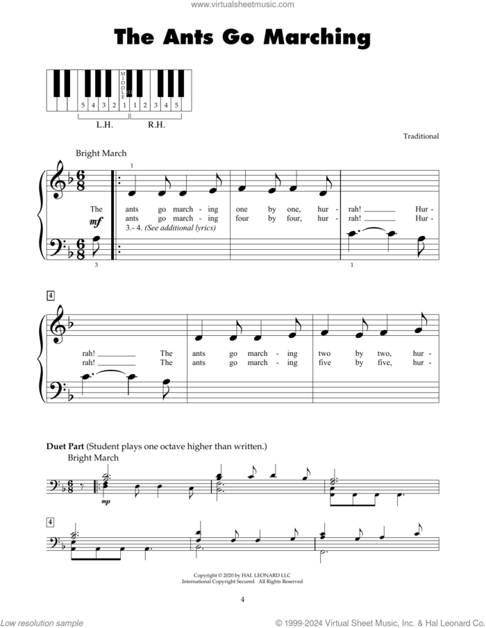 The Ants Go Marching sheet music for piano solo (5-fingers), beginner piano (5-fingers)
