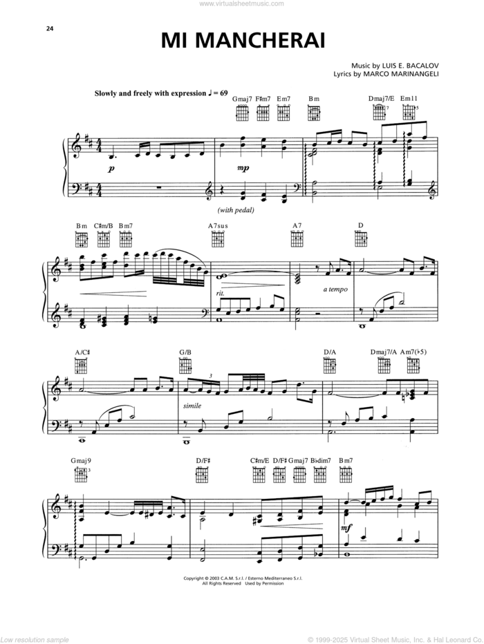 Mi Mancherai (Il Postino) sheet music for voice, piano or guitar by Josh Groban, Luis E. Bacalov and Marco Marinangeli, intermediate skill level