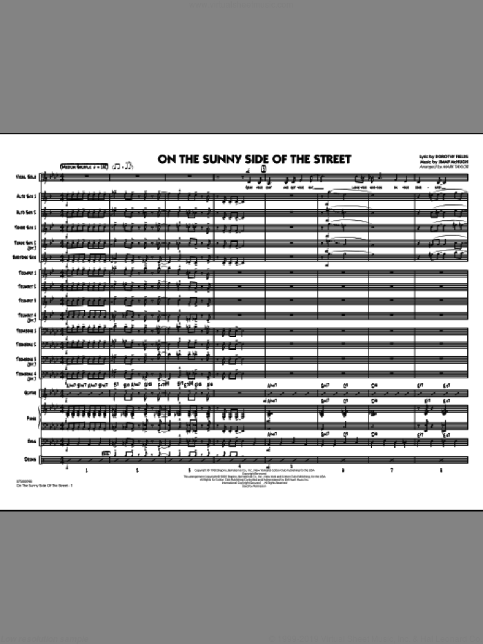 On The Sunny Side Of The Street (COMPLETE) sheet music for jazz band by Dorothy Fields, Jimmy McHugh and Mark Taylor, intermediate skill level