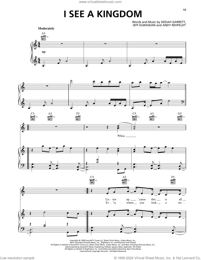 I See A Kingdom (from The Adventures Of Elmo In Grouchland) sheet music for voice, piano or guitar by Rob Mathes and Vanessa Williams, Andy Rehfeldt, Jeff Elmassian and Siedah Garrett, intermediate skill level