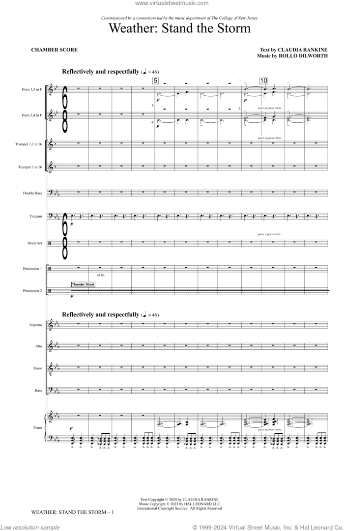 Weather: Stand The Storm (Chamber Ensemble) (COMPLETE) sheet music for orchestra/band by Rollo Dilworth and Claudia Rankine, intermediate skill level