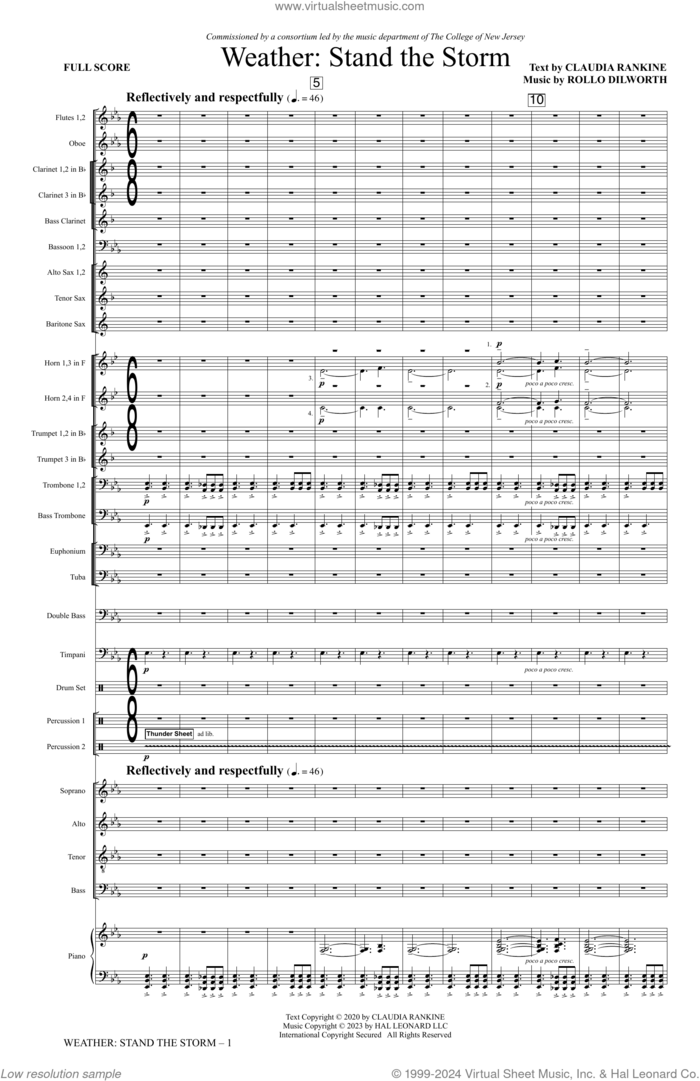 Weather: Stand The Storm (Full Orchestration) (COMPLETE) sheet music for orchestra/band by Rollo Dilworth and Claudia Rankine, intermediate skill level