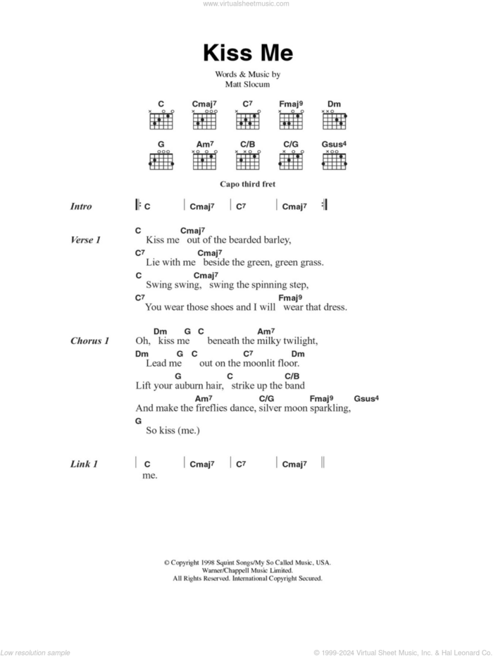 Kiss Me sheet music for guitar (chords) by Sixpence None The Richer and Matt Slocum, intermediate skill level