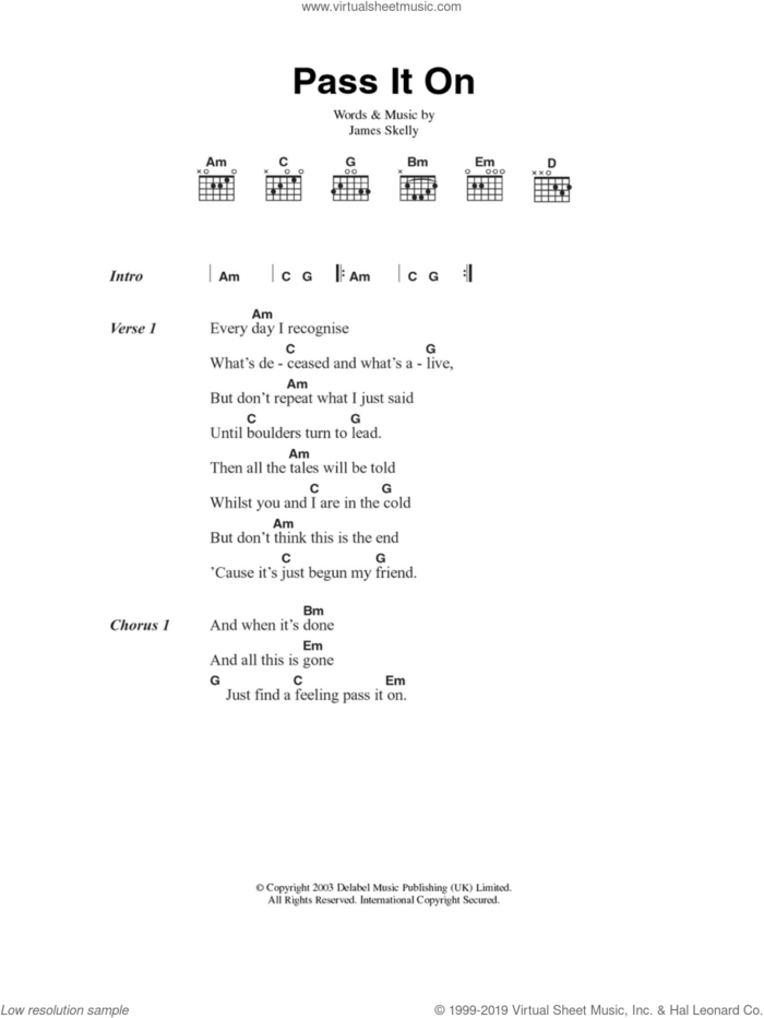 Pass It On sheet music for guitar (chords) by The Coral and James Skelly, intermediate skill level