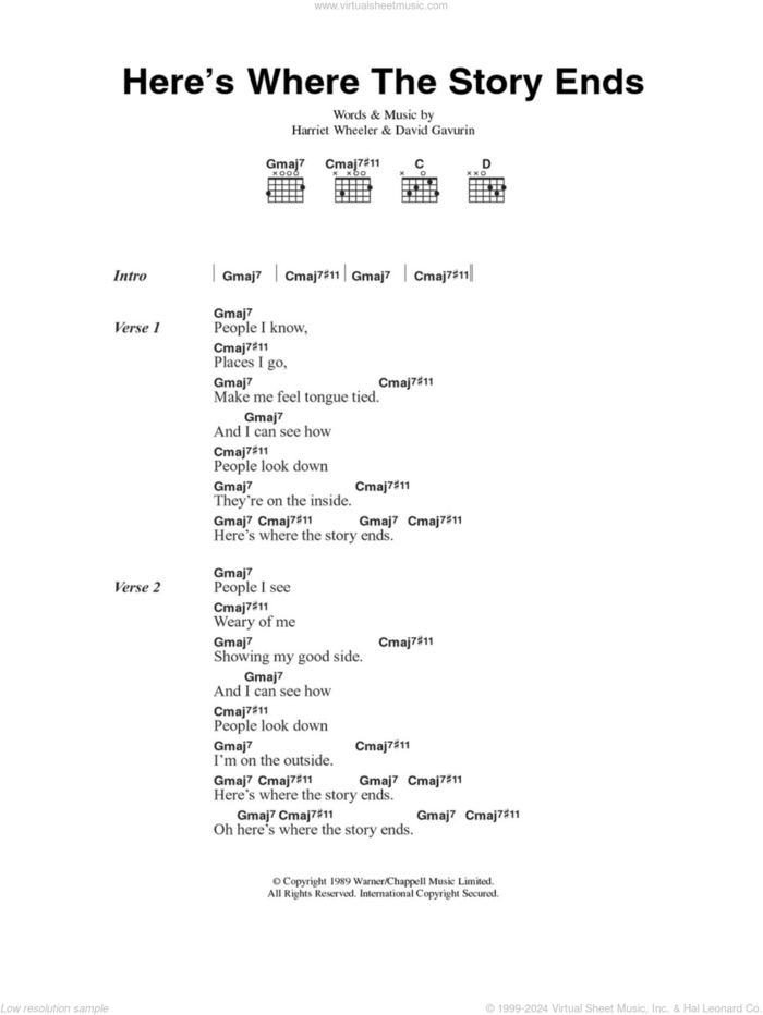 Here's Where The Story Ends sheet music for guitar (chords) by The Sundays, David Gavurin and Harriet Wheeler, intermediate skill level