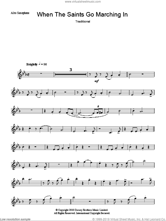 When The Saints Go Marching In sheet music for voice and other instruments (fake book), intermediate skill level