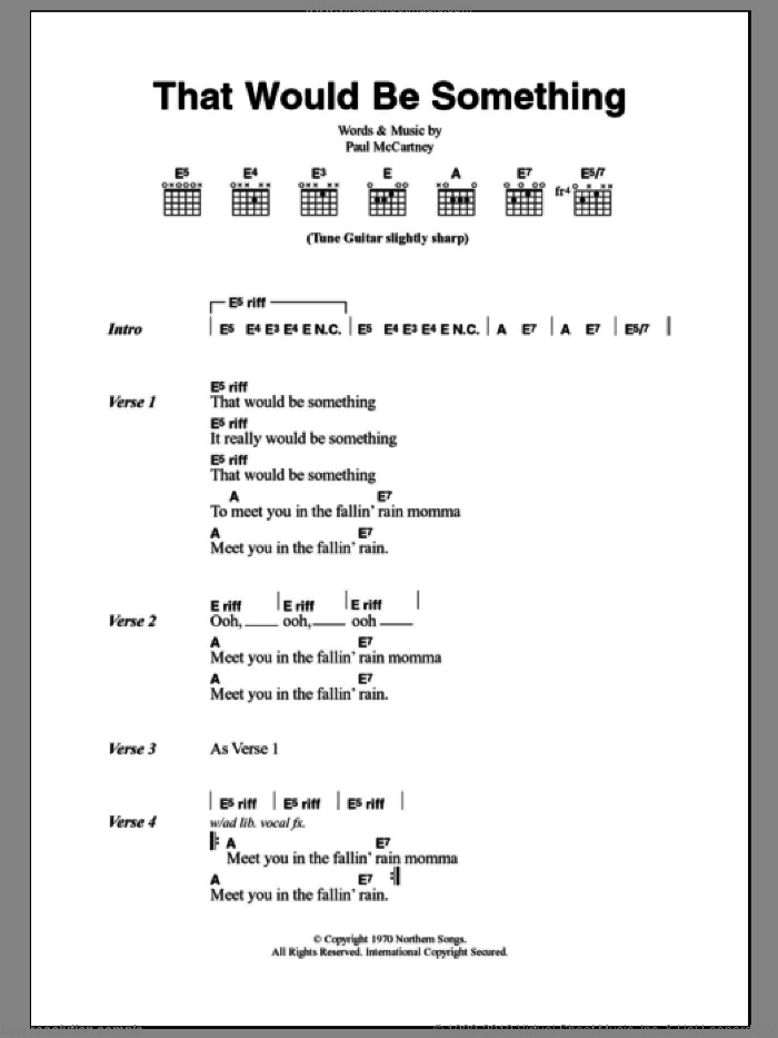 That Would Be Something sheet music for guitar (chords) by Paul McCartney, intermediate skill level