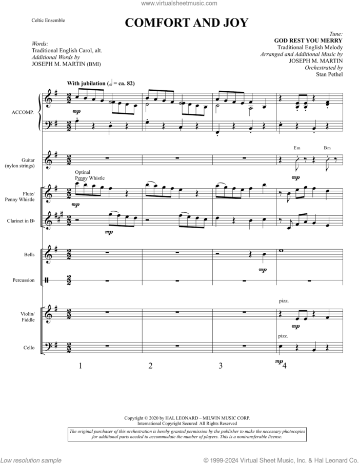 Comfort And Joy (Celtic Consort) (COMPLETE) sheet music for orchestra/band by Joseph M. Martin and Miscellaneous, intermediate skill level
