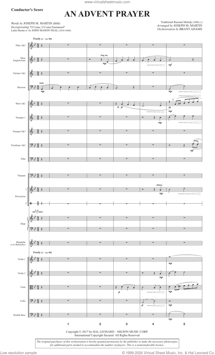 An Advent Prayer (Orchestra) (COMPLETE) sheet music for orchestra/band (Orchestra) by Joseph M. Martin and Traditional Russian Melody, intermediate skill level