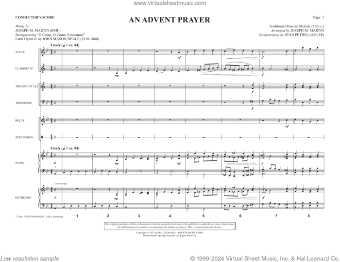 An Advent Prayer (Consort) (COMPLETE) sheet music for orchestra/band (Consort) by Joseph M. Martin and Traditional Russian Melody, intermediate skill level