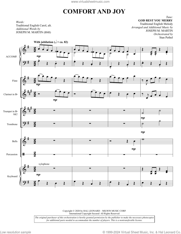 Comfort And Joy (Chamber Orchestra) (COMPLETE) sheet music for orchestra/band by Joseph M. Martin and Miscellaneous, intermediate skill level