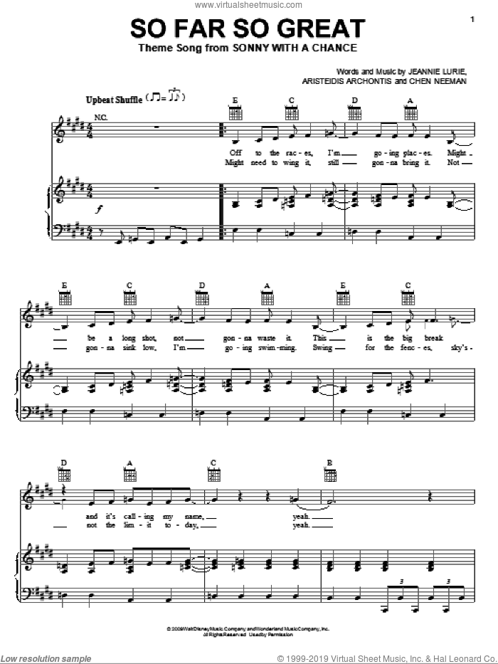 So Far So Great sheet music for voice, piano or guitar by Demi Lovato, Aristeidis Archontis, Chen Neeman and Jeannie Lurie, intermediate skill level