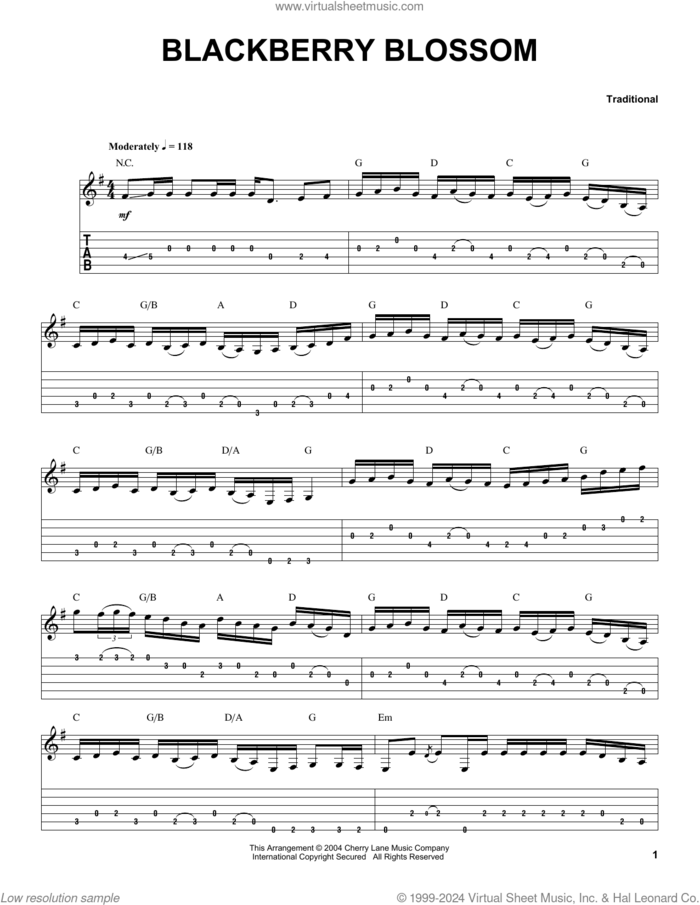 Blackberry Blossom sheet music for guitar solo  and Scott Fore, intermediate skill level
