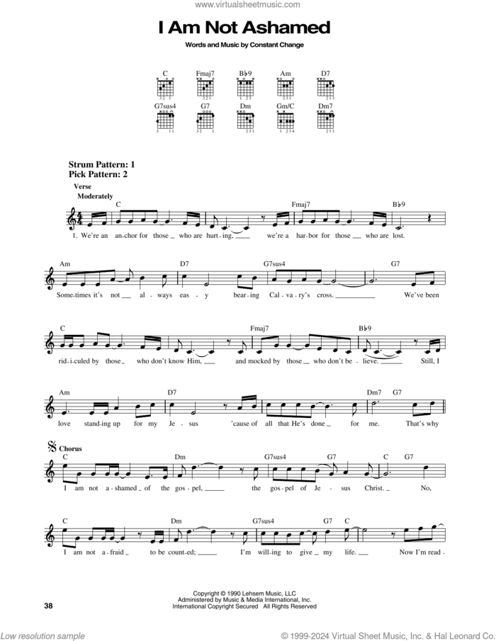 I Am Not Ashamed sheet music for guitar solo (chords) by Janet Paschal, Constant Change and Dawn Ann Thomas, easy guitar (chords)