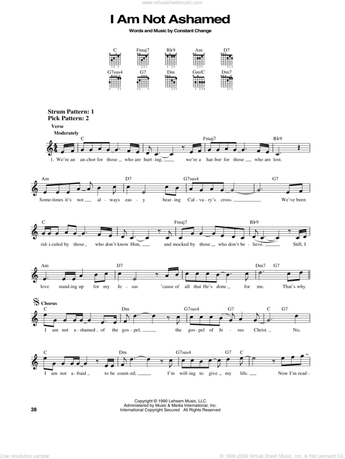 I Am Not Ashamed sheet music for guitar solo (chords) by Janet Paschal, Constant Change and Dawn Ann Thomas, easy guitar (chords)