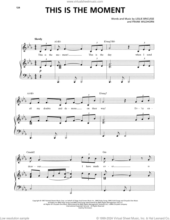 This Is The Moment (from Jekyll and Hyde) (2013 Revival Version) sheet music for voice and piano by Frank Wildhorn & Leslie Bricusse, Frank Wildhorn and Leslie Bricusse, intermediate skill level
