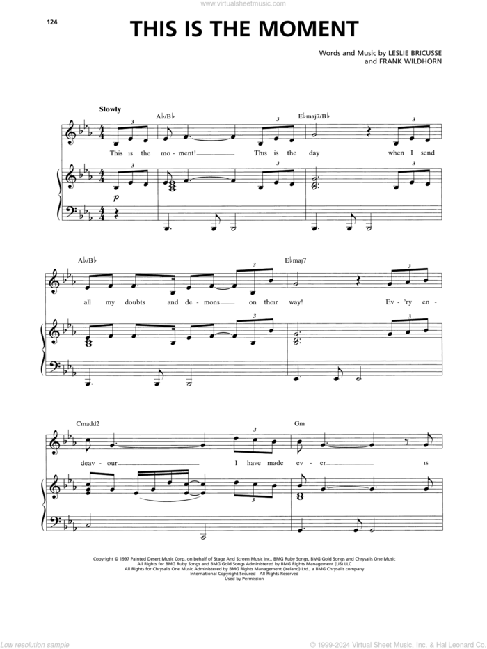 This Is The Moment (from Jekyll and Hyde) (2013 Revival Version) sheet music for voice and piano by Frank Wildhorn & Leslie Bricusse, Frank Wildhorn and Leslie Bricusse, intermediate skill level