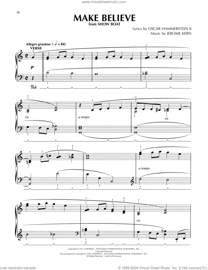 Make Believe (from Show Boat) (arr. Lee Evans) sheet music for piano solo by Oscar Hammerstein II & Jerome Kern, Lee Evans, Jerome Kern and Oscar II Hammerstein, intermediate skill level