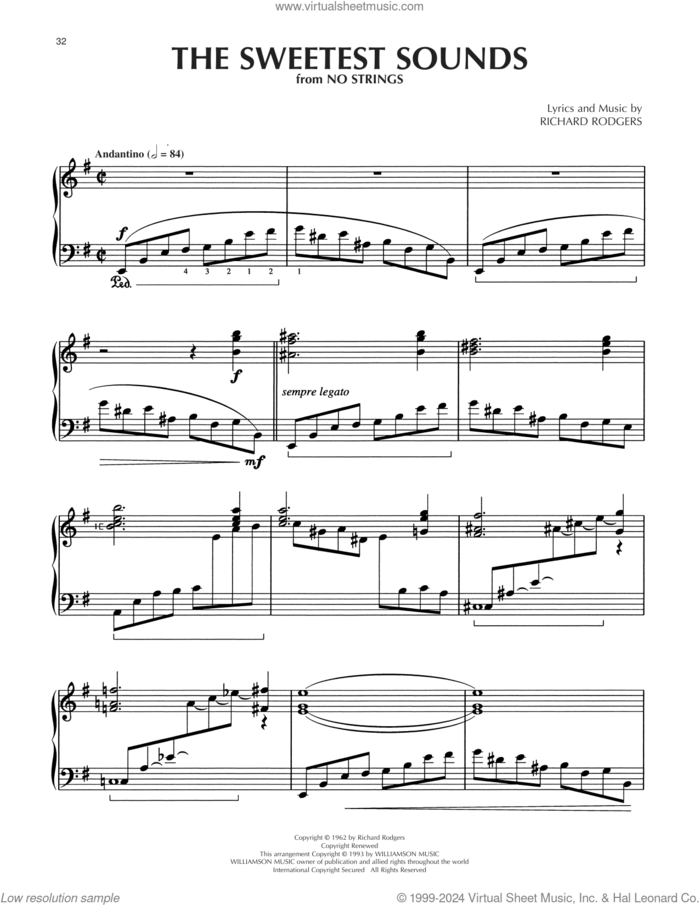 The Sweetest Sounds (arr. Dick Hyman) sheet music for piano solo by Richard Rodgers and Dick Hyman, intermediate skill level