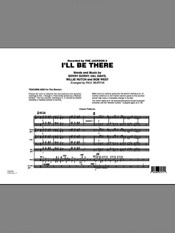 I'll Be There (COMPLETE) sheet music for jazz band by Paul Murtha, Berry Gordy, Bob West, Hal Davis, Mariah Carey, The Jackson 5 and Willie Hutch, intermediate skill level