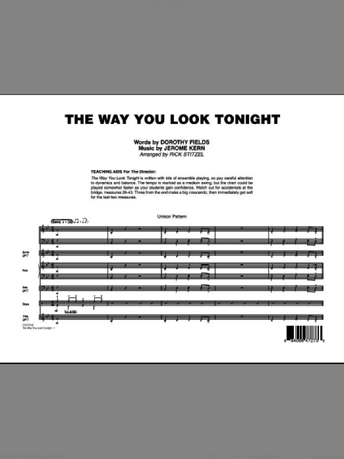 The Way You Look Tonight (COMPLETE) sheet music for jazz band by Jerome Kern, Dorothy Fields and Rick Stitzel, intermediate skill level