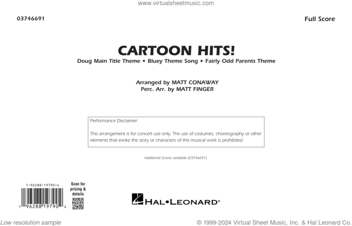 Cartoon Hits! (COMPLETE) sheet music for marching band by Matt Conaway and Matt Finger, intermediate skill level