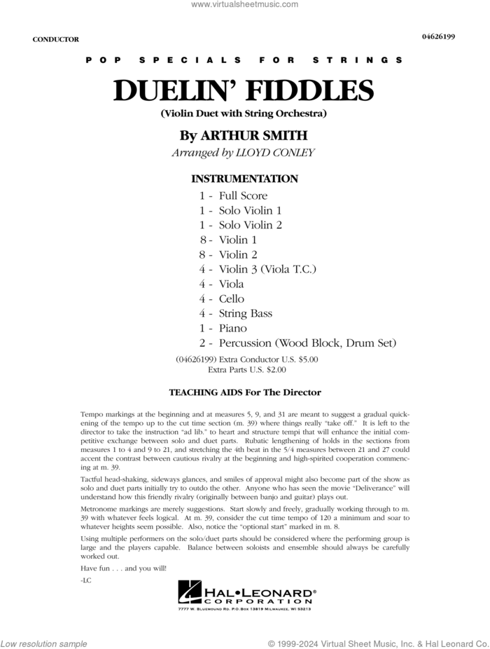 Duelin' Fiddles (COMPLETE) sheet music for orchestra by Lloyd Conley, intermediate skill level