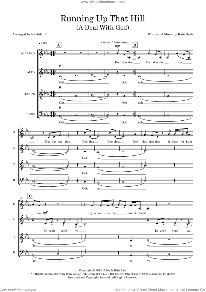 Running Up That Hill (A Deal With God) (arr. Ed Aldcroft) (COMPLETE) sheet music for orchestra/band (SATB) by Kate Bush and Ed Aldcroft, intermediate skill level