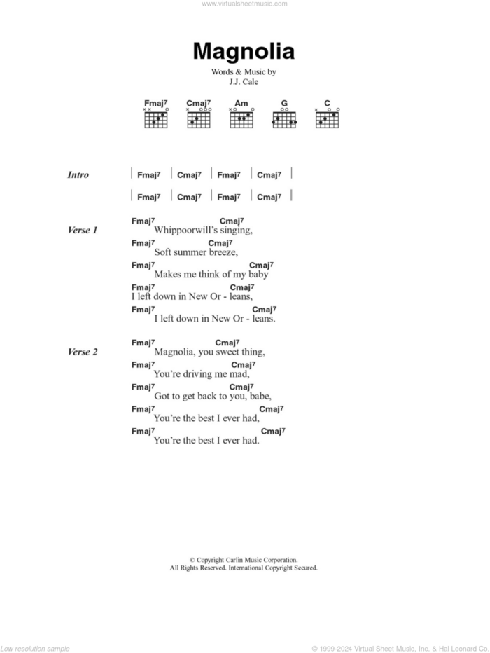 Magnolia sheet music for guitar (chords) by John Cale, intermediate skill level