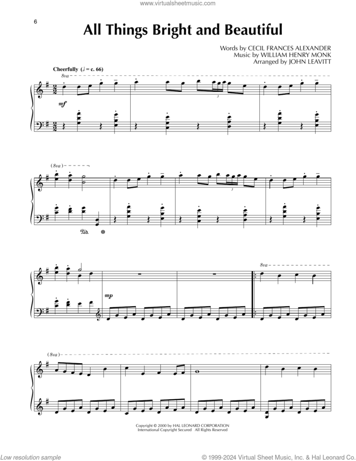 Bright And Beautiful (arr. John Leavitt) sheet music for piano solo by Joseph M. Martin, John Leavitt, Cecil Alexander and Royal Oak, intermediate skill level